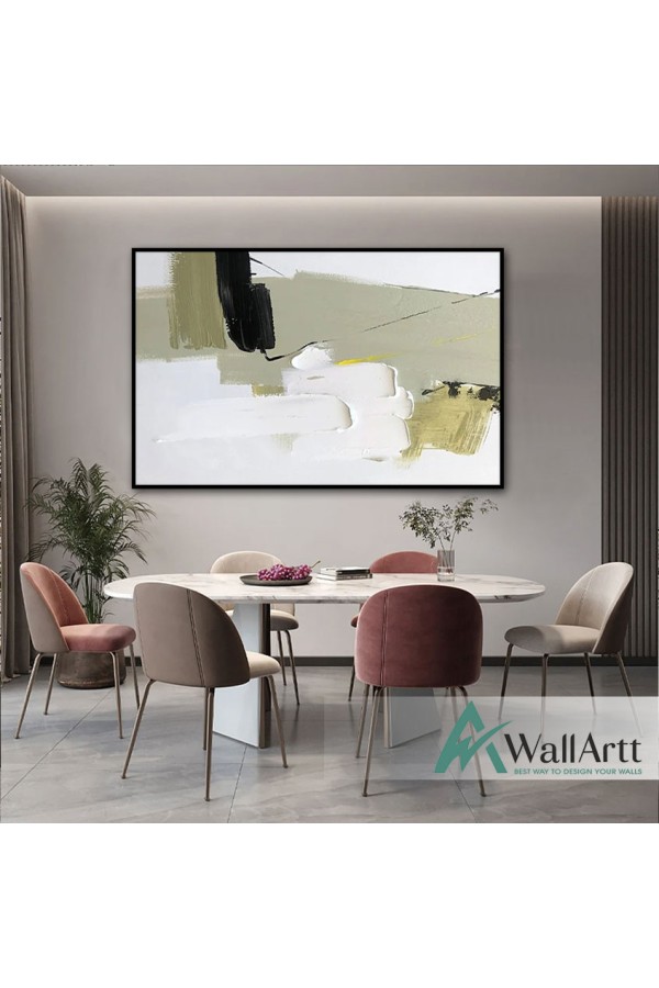 Green Grey Abstract Textured Partial Oil Painting